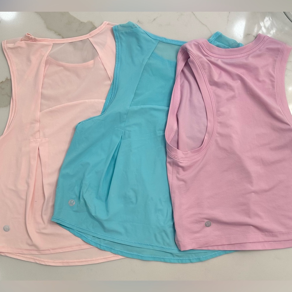 (3) Lululemon sleeveless girls / womens tops XXS or XS see photos